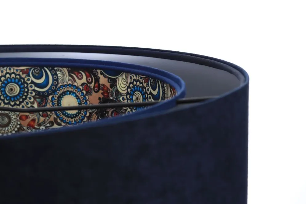 Lampa wisząca DOUBLE MIX 50 granatowa/srebrna w kształcie walca | MIRAT.