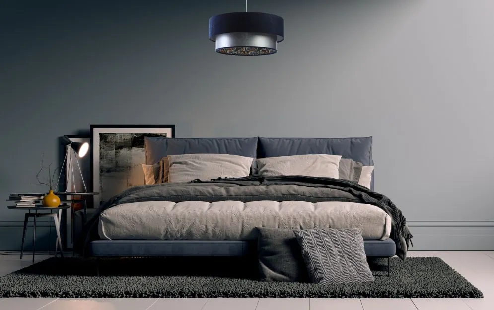 Lampa wisząca DOUBLE MIX 40 granatowa/srebrna nowoczesna do salonu | MIRAT.