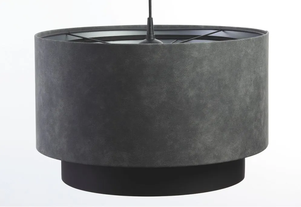 Lampa wisząca DOUBLE ZAMSZ 50 szara/czarna w kształcie walca | MIRAT.