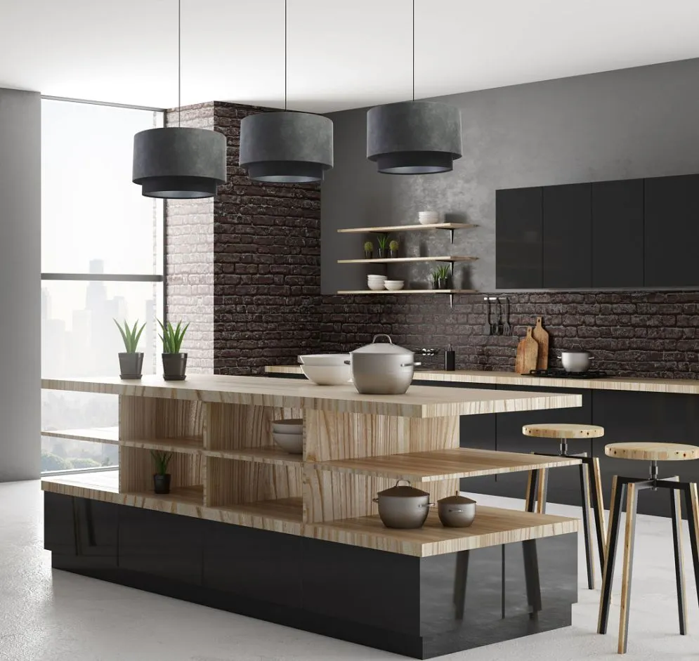 Lampa wisząca DOUBLE ZAMSZ 60 szara/czarna symetryczna na 1 żarówkę | MIRAT.