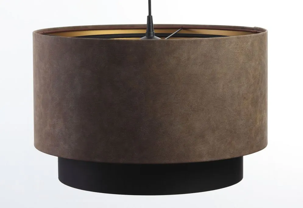Lampa wisząca DOUBLE ZAMSZ 60 brązowa/czarna ręcznie robiona w kształcie walca | MIRAT.