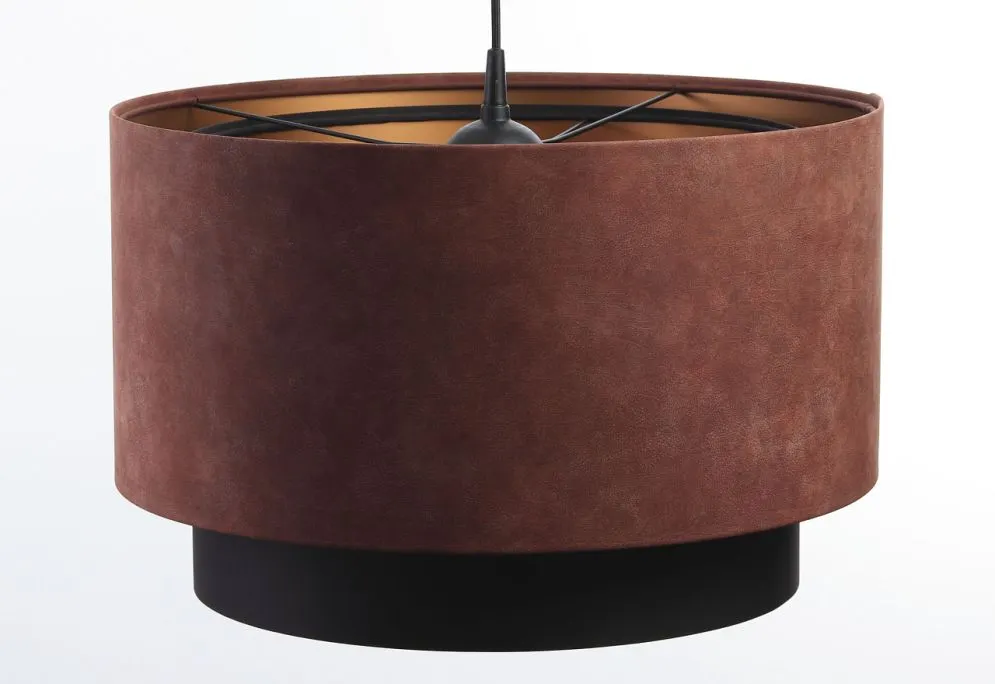 Lampa wisząca DOUBLE ZAMSZ 40 bordowa/czarna do salonu | MIRAT.