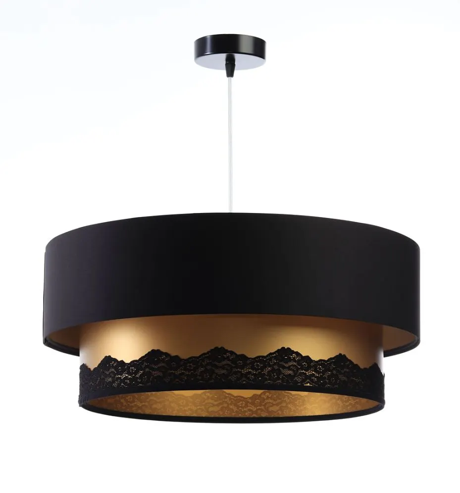 Lampa wisząca DOUBLE ELEGANT 60 czarna/złota na 1 żarówkę | MIRAT.