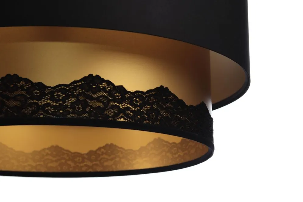 Lampa wisząca DOUBLE ELEGANT 60 czarna/złota na 1 żarówkę | MIRAT.