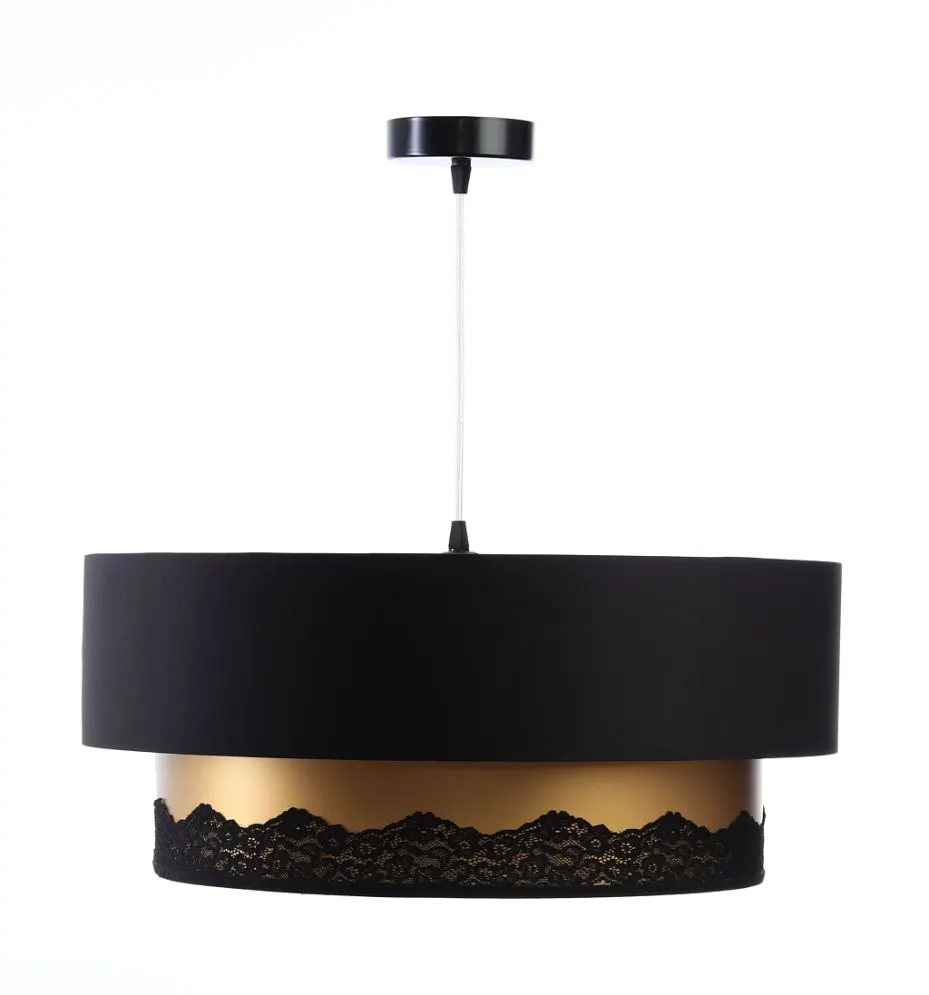Lampa wisząca DOUBLE ELEGANT 60 czarna/złota na 1 żarówkę | MIRAT.
