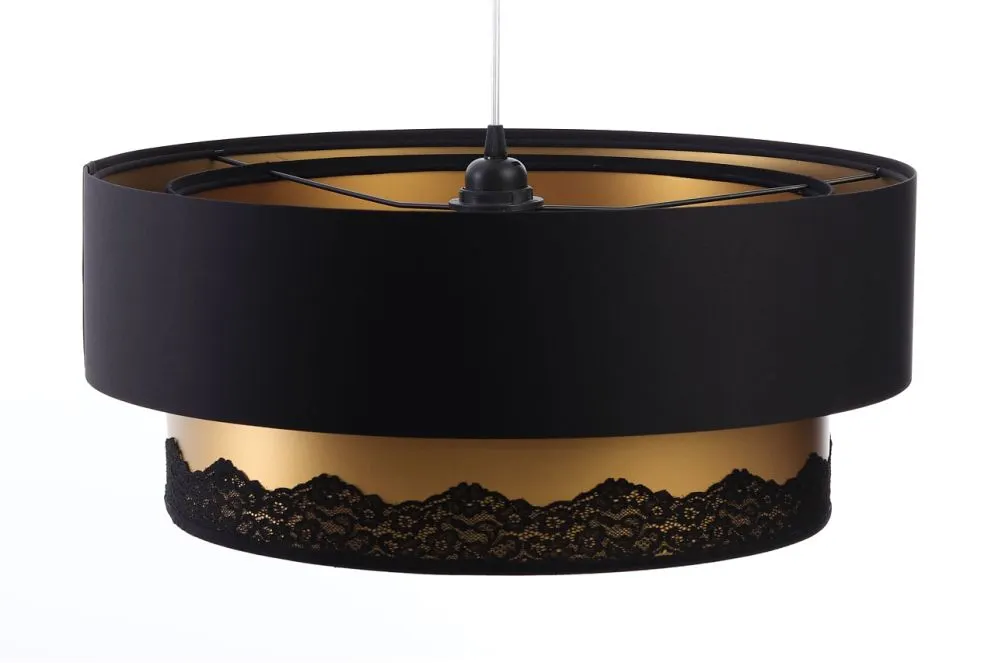 Lampa wisząca DOUBLE ELEGANT 60 czarna/złota na 1 żarówkę | MIRAT.