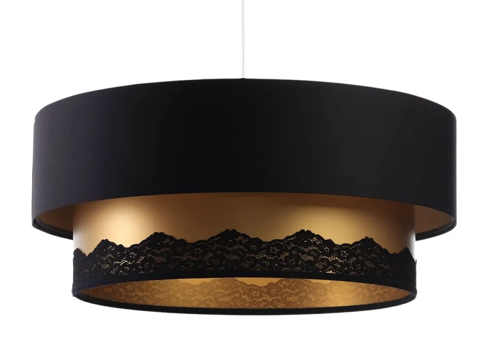 Lampa wisząca DOUBLE ELEGANT 40 czarna/złota z podwójnym abażurem | MIRAT.