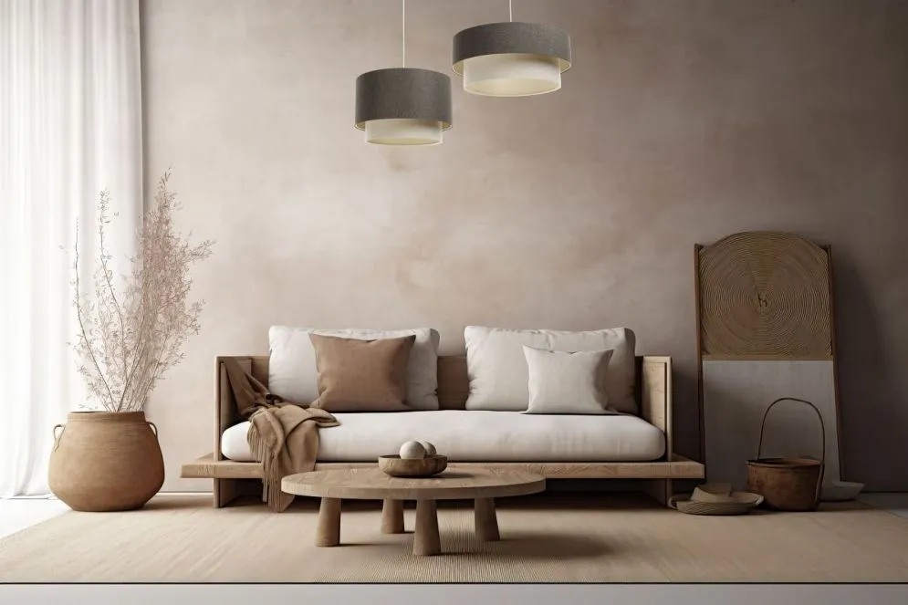 Lampa wisząca ERUTAN DOUBLE 60 szara/kremowa w stylu boho I sklep meblowy MIRAT.