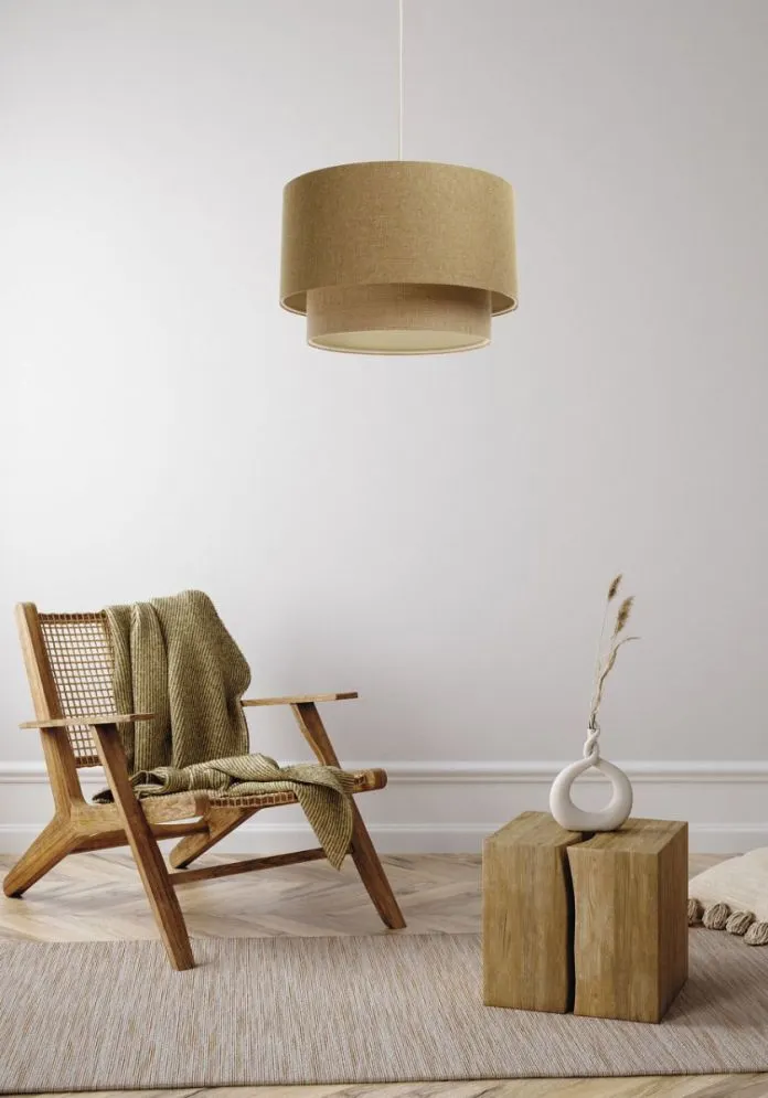 Lampa wisząca ERUTAN DOUBLE 60 żółta/beżowa w stylu boho I sklep meblowy MIRAT.