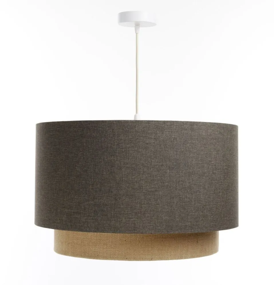 Lampa wisząca ERUTAN DOUBLE 50 szara/beżowa w kształcie walca I sklep meblowy MIRAT.