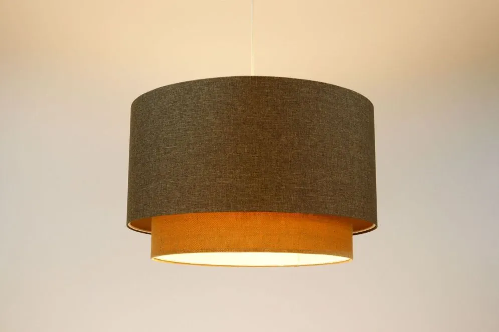 Lampa wisząca ERUTAN DOUBLE 50 szara/beżowa w kształcie walca I sklep meblowy MIRAT.