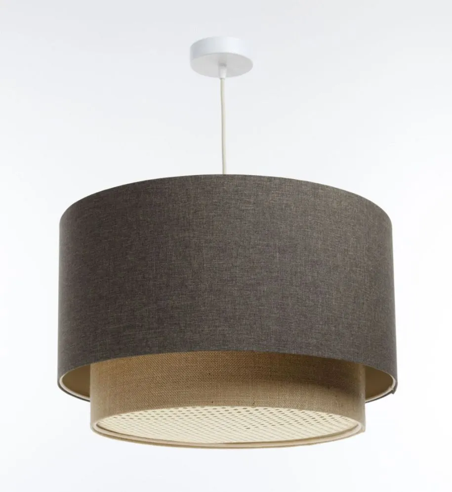 Lampa wisząca ERUTAN DOUBLE RATTAN 40 szara/beżowa w stylu boho I sklep meblowy MIRAT.