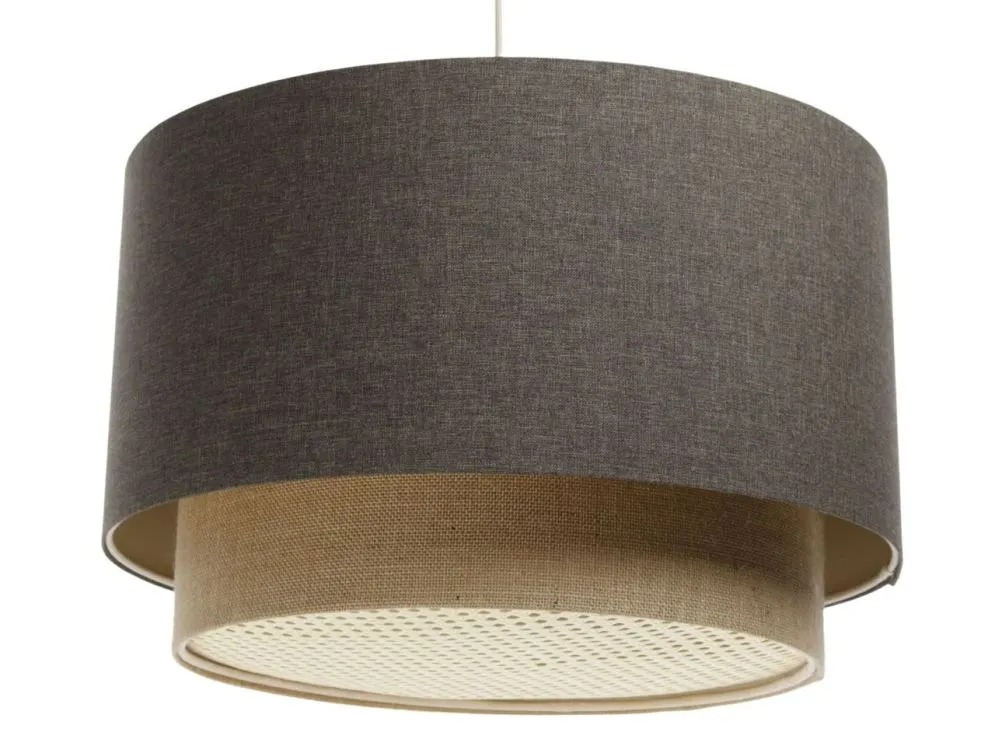 Lampa wisząca ERUTAN DOUBLE RATTAN 60 szara/beżowa do sypialni I sklep meblowy MIRAT.