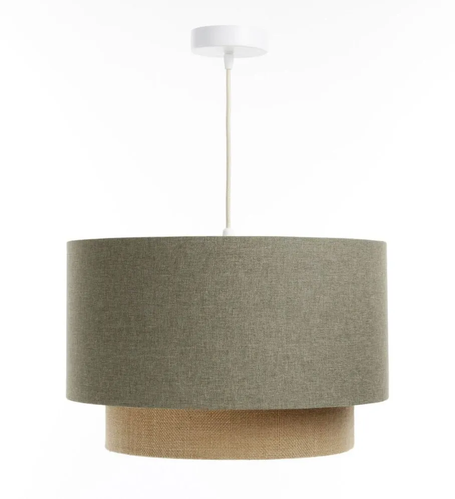 Lampa wisząca ERUTAN DOUBLE RATTAN 40 zielona/beżowa polskiej produkcji I sklep meblowy MIRAT.