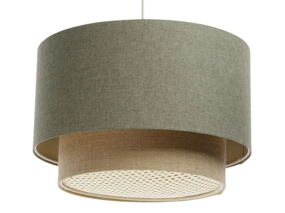 Lampa wisząca ERUTAN DOUBLE RATTAN 50 zielona/beżowa ręcznie robiona I sklep meblowy MIRAT.