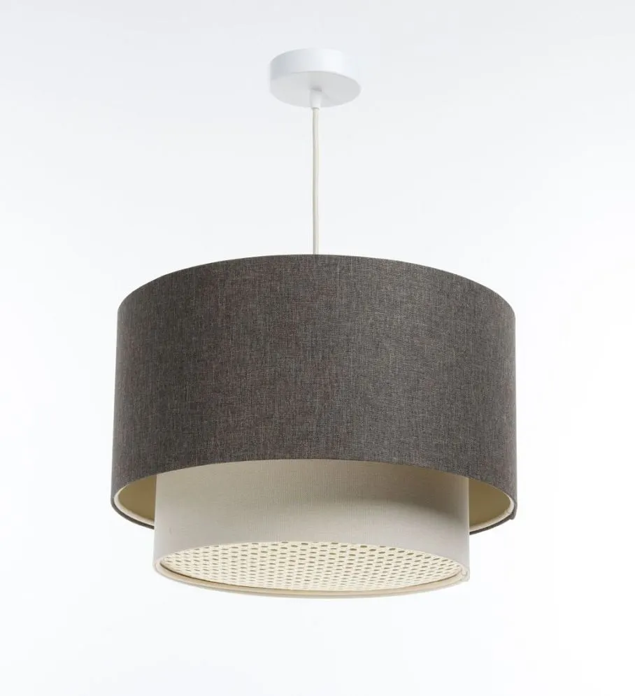 Lampa wisząca ERUTAN DOUBLE RATTAN 40 szara/kremowa w stylu boho I sklep meblowy MIRAT.