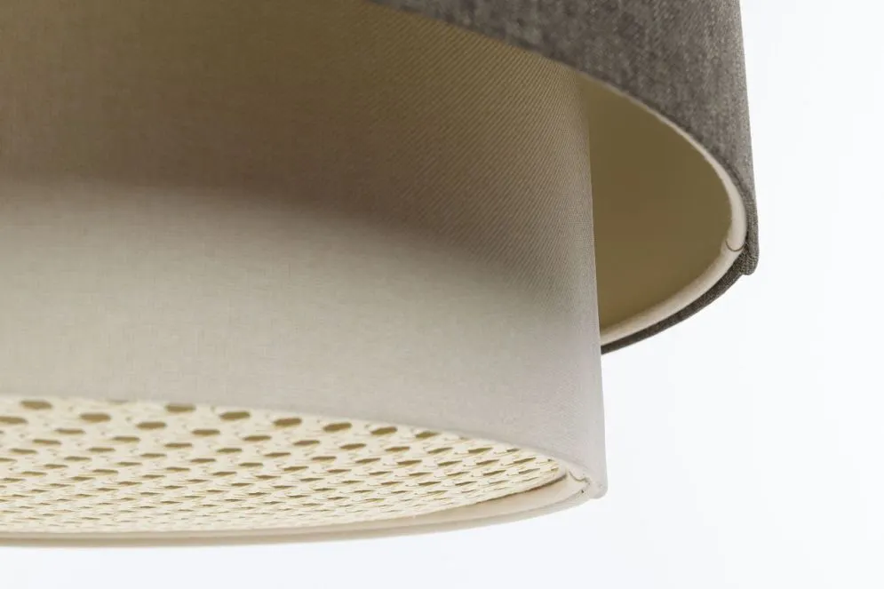 Lampa wisząca ERUTAN DOUBLE RATTAN 50 szara/kremowa w kształcie walca I sklep meblowy MIRAT.