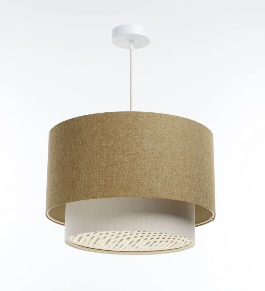 Lampa wisząca ERUTAN DOUBLE RATTAN 50 żółta/kremowa polskiej produkcji I sklep meblowy MIRAT.