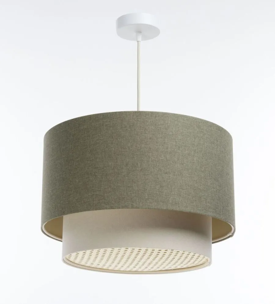 Lampa wisząca ERUTAN DOUBLE RATTAN 60 zielona/kremowa do salonu I sklep meblowy MIRAT.