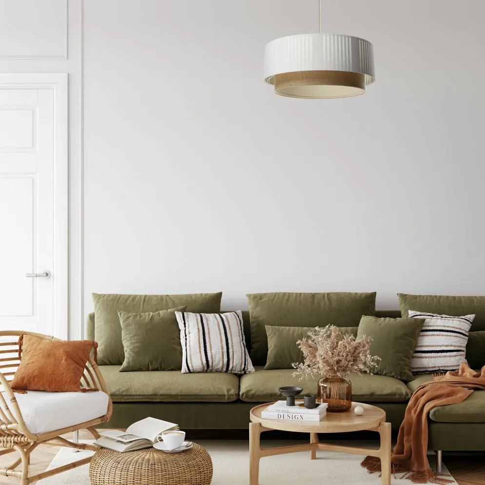 Lampa wisząca DUO LAMI LINE 40x16 biała/jutowa sufitowa I sklep meblowy MIRAT.