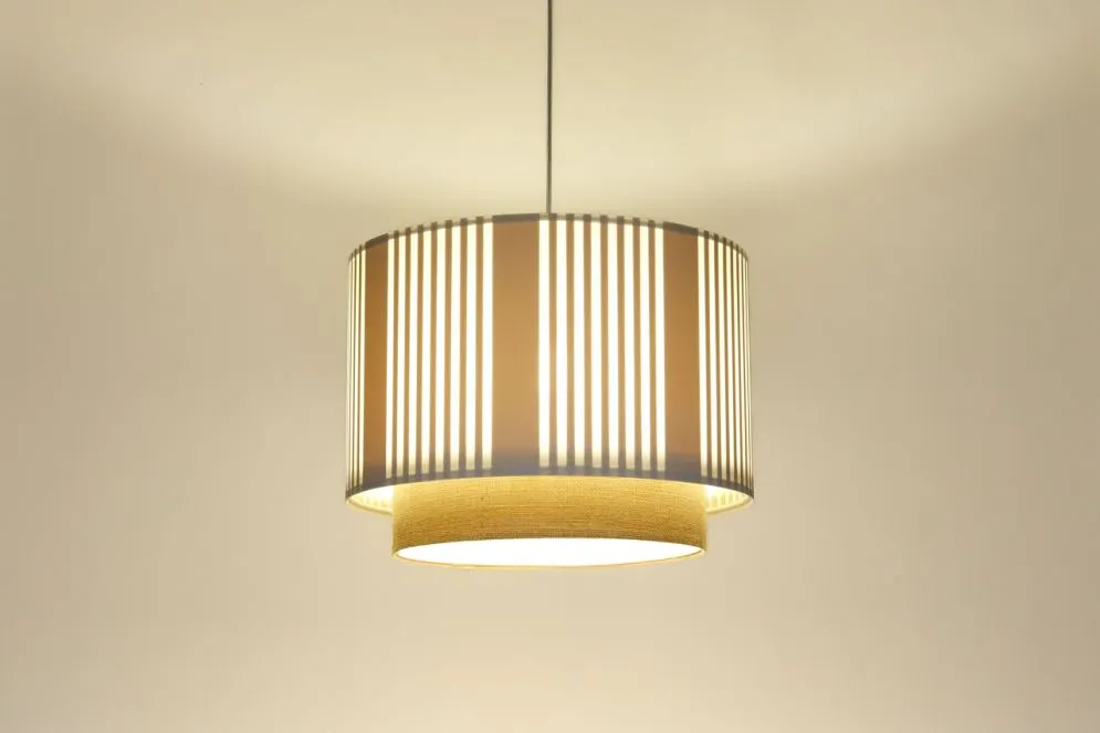 Lampa wisząca DUO LAMI LINE 50 biała/jutowa dwuściankowa I sklep meblowy MIRAT.