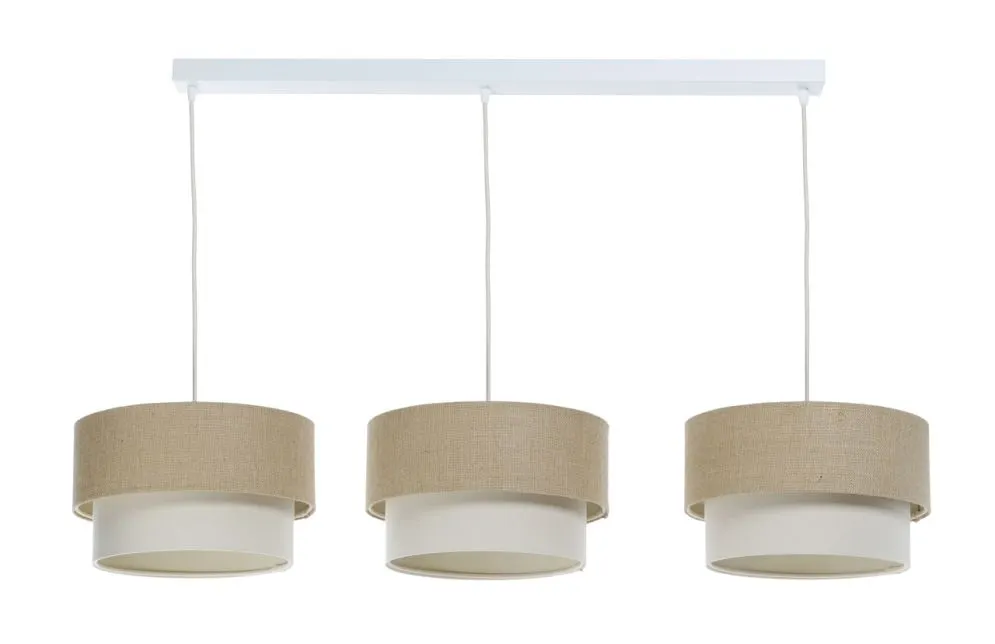 Lampa wisząca na listwie BOHO-CHIC JUTA L3 beżowa/kremowa walec I sklep meblowy MIRAT.