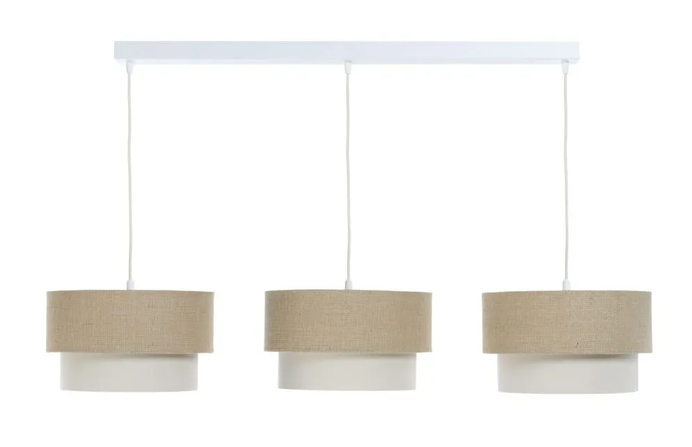 Lampa wisząca na listwie BOHO-CHIC JUTA L3 beżowa/kremowa walec I sklep meblowy MIRAT.