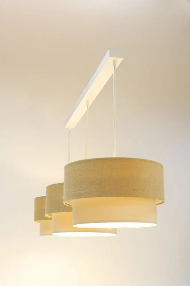 Lampa wisząca na listwie BOHO-CHIC JUTA L3 beżowa/kremowa walec I sklep meblowy MIRAT.