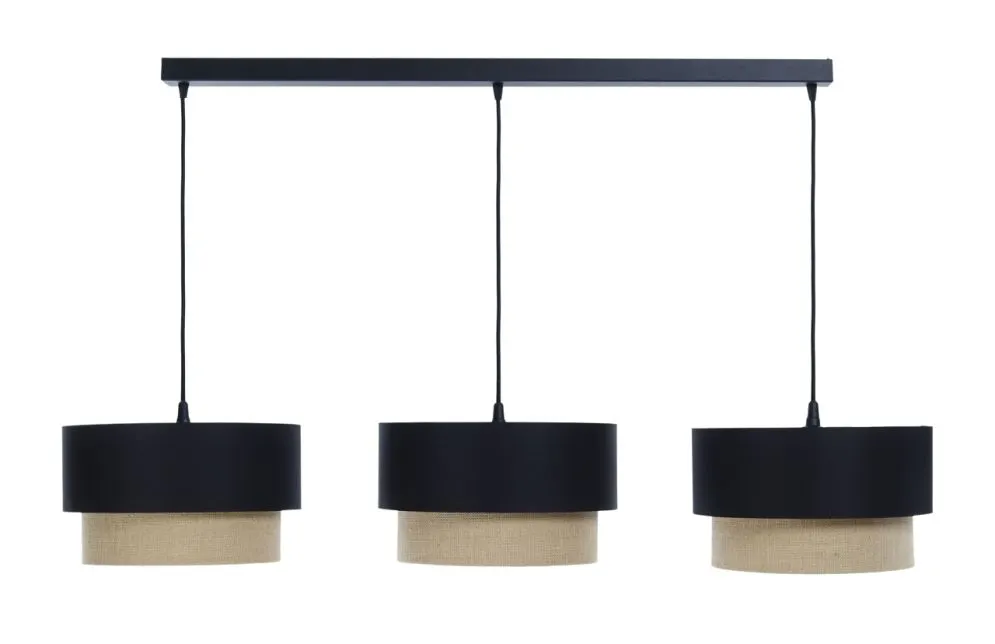 Lampa wisząca na listwie BOHO-CHIC JUTA L3 czarna/beżowa polska I sklep meblowy MIRAT.