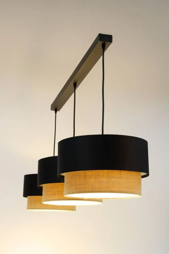 Lampa wisząca na listwie BOHO-CHIC JUTA L3 czarna/beżowa polska I sklep meblowy MIRAT.