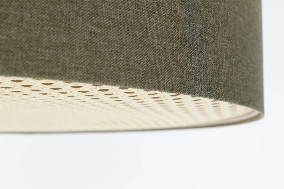 Plafon sufitowy ERUTAN RATTAN 60 zielony z rattanową blendą I sklep meblowy MIRAT.