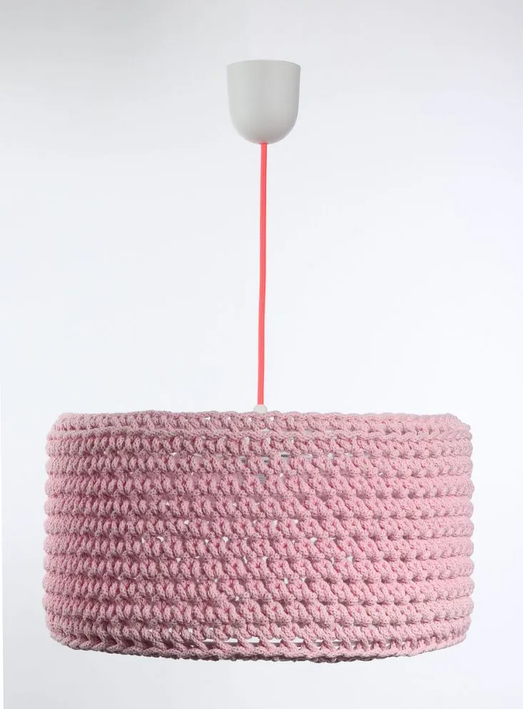Lampa wisząca COTTON 40 różowa ze sznurka bawełnianego | MIRAT.
