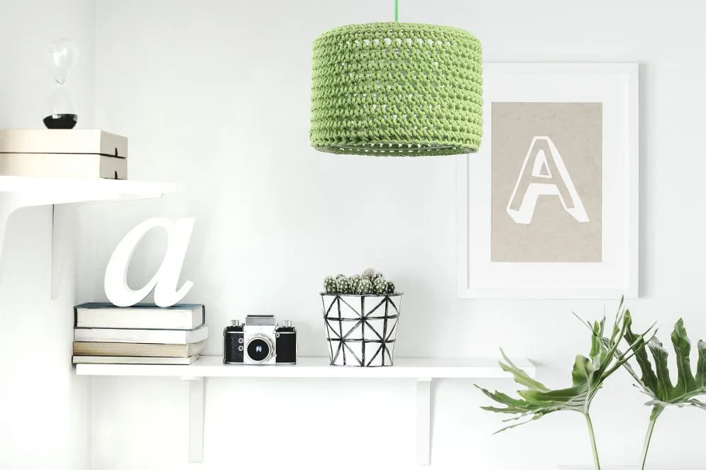 Lampa wisząca COTTON 30 zielona ze sznurka bawełnianego | MIRAT.