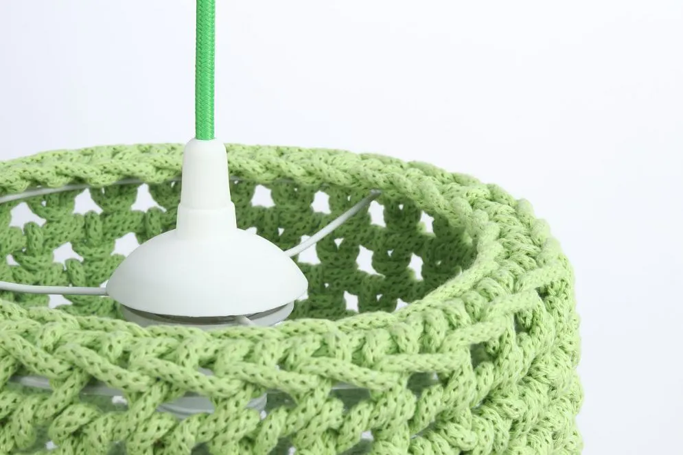 Lampa wisząca COTTON 25 zielona ręcznie robiona | MIRAT.