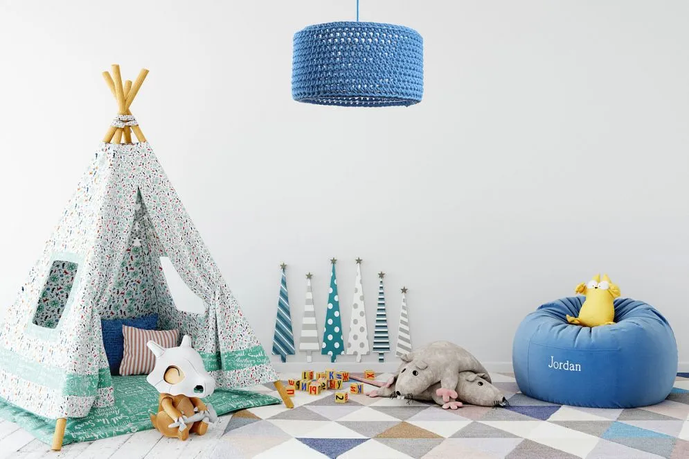 Lampa wisząca COTTON 40 niebieska do pokoju chłopca | MIRAT. w stylu kolekcja