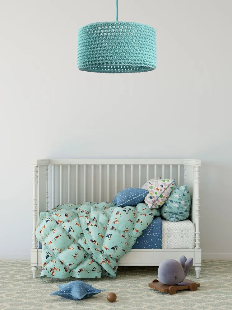 Lampa wisząca COTTON 40 turkusowa ręcznie pleciona | MIRAT. w stylu  kolekcja