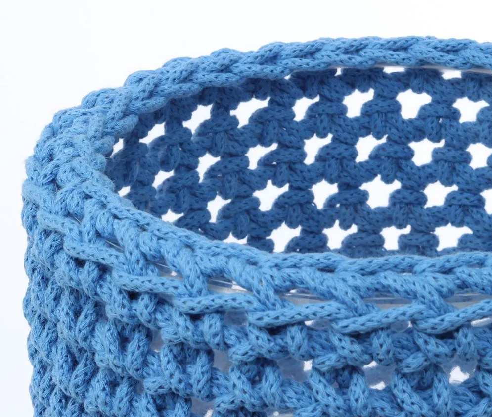 Lampa stołowa COTTON WOOD niebieska ręcznie robiona | MIRAT.