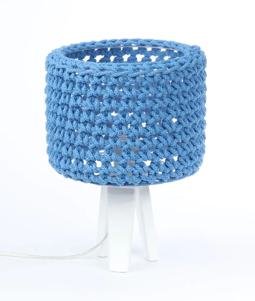 Lampa stołowa COTTON WOOD niebieska ręcznie robiona | MIRAT.