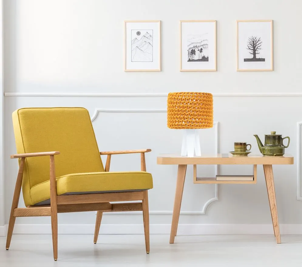 Lampa stołowa COTTON WOOD żółta lampka nocna | MIRAT.