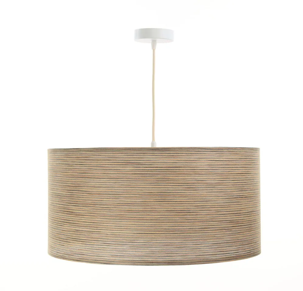 Lampa wisząca NATURAL BAMBOO 40 beżowa płócienna imitująca bambus | MIRAT.