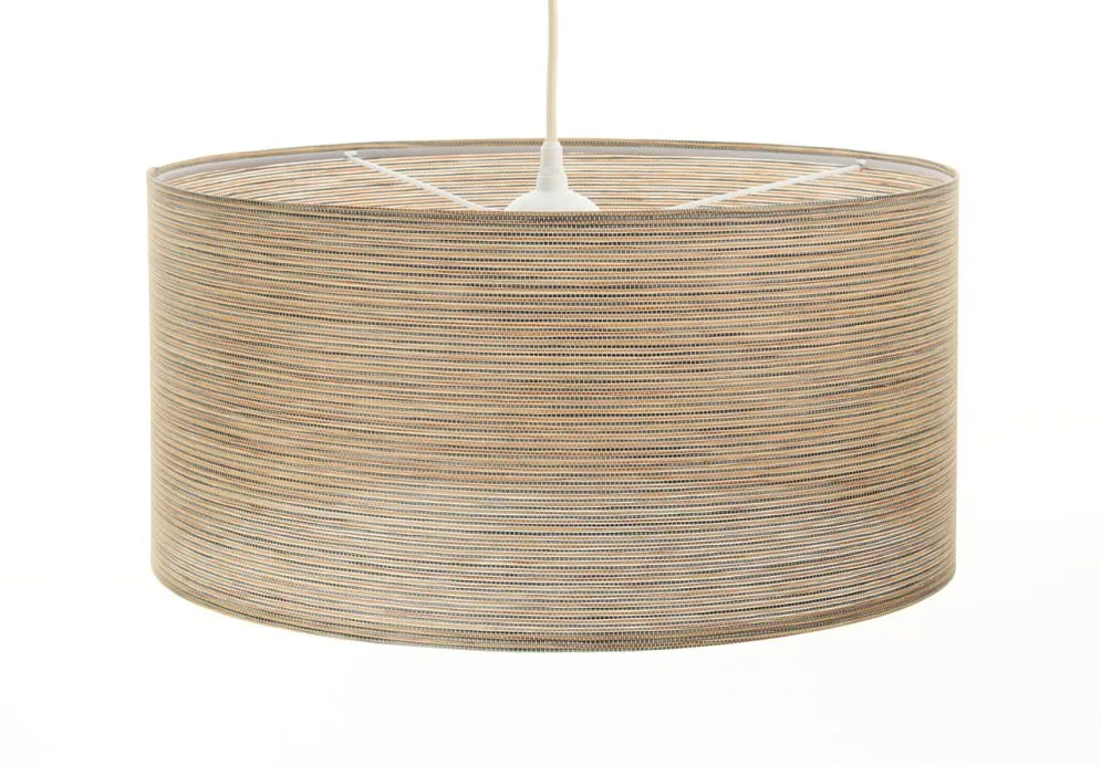Lampa wisząca NATURAL BAMBOO 50 beżowa tkanina w stylu boho | MIRAT.