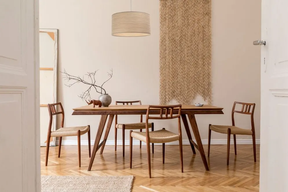 Lampa wisząca NATURAL REED 60 beżowa do salonu nad stół | MIRAT.