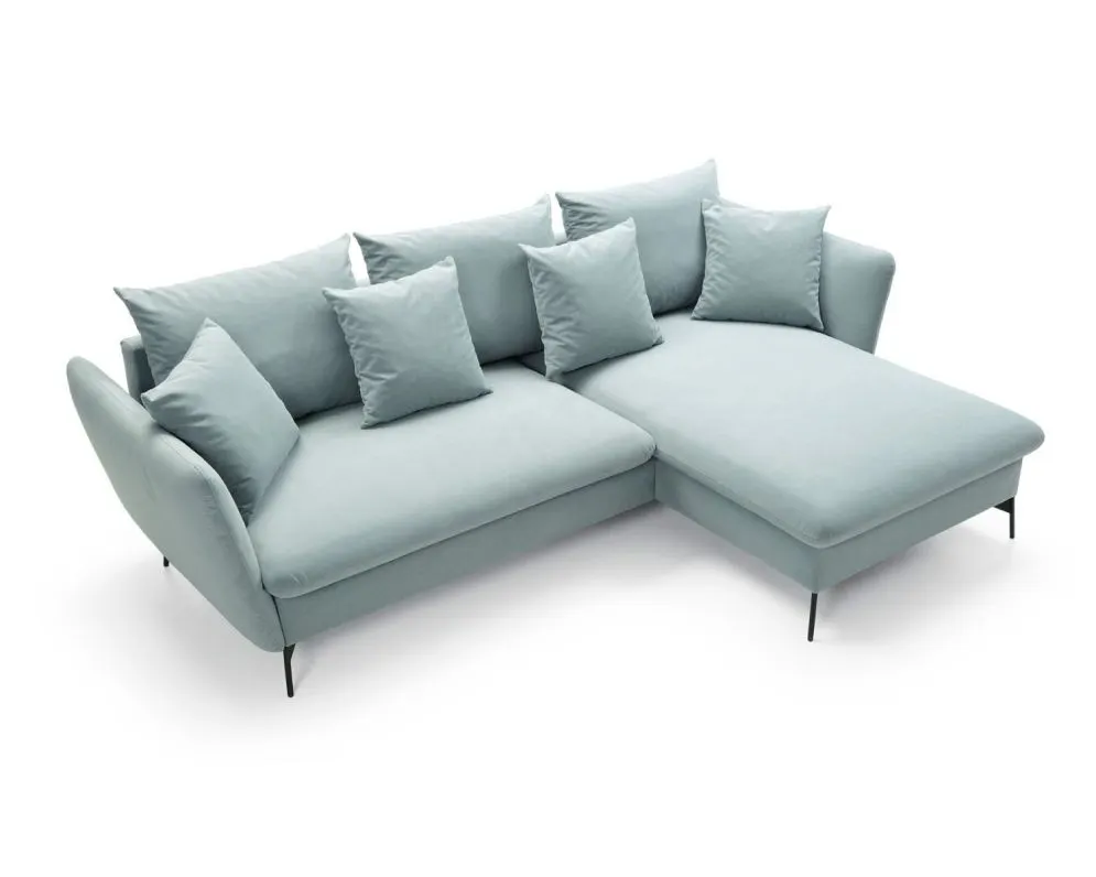 Narożnik z funkcją spania LINDA miętowy prawy wygodny I sklep meblowy MIRAT.