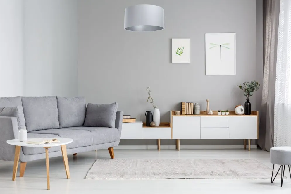 Lampa wisząca MODERN 40 szara/srebrna w kształcie walca I sklep meblowy MIRAT.