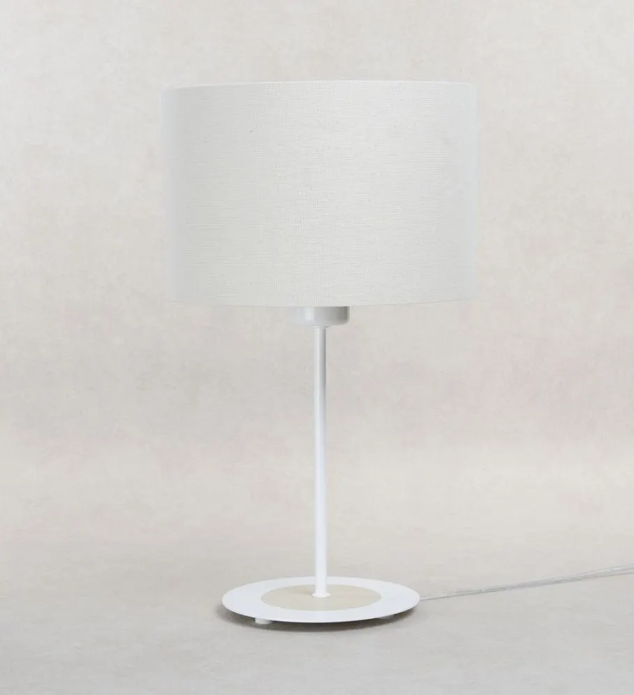 Lampa stołowa ERUTAN III kremowa z abażurem lnianym I sklep meblowy MIRAT.