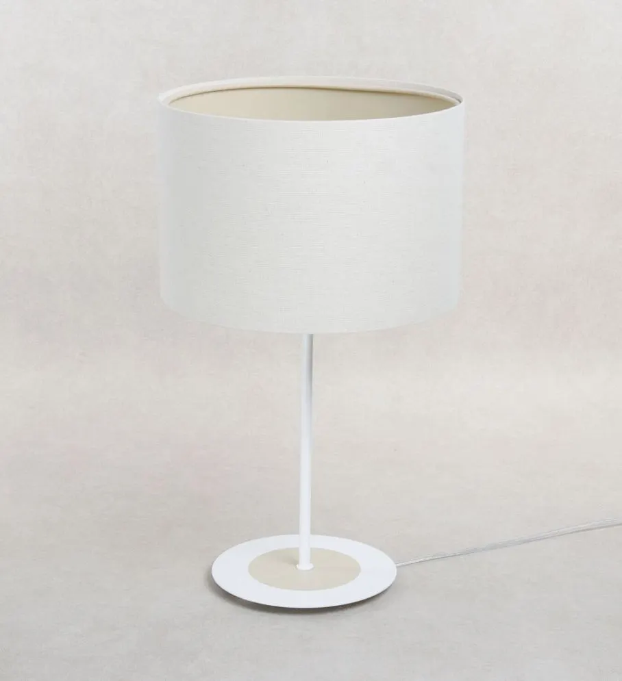 Lampa stołowa ERUTAN III kremowa z abażurem lnianym I sklep meblowy MIRAT.