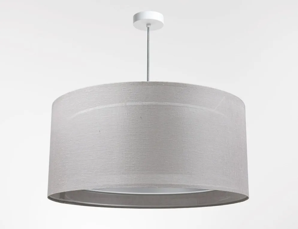 Lampa wisząca DUO LEN LIGHT 003-60 szara/srebrna lniana I sklep meblowy MIRAT.