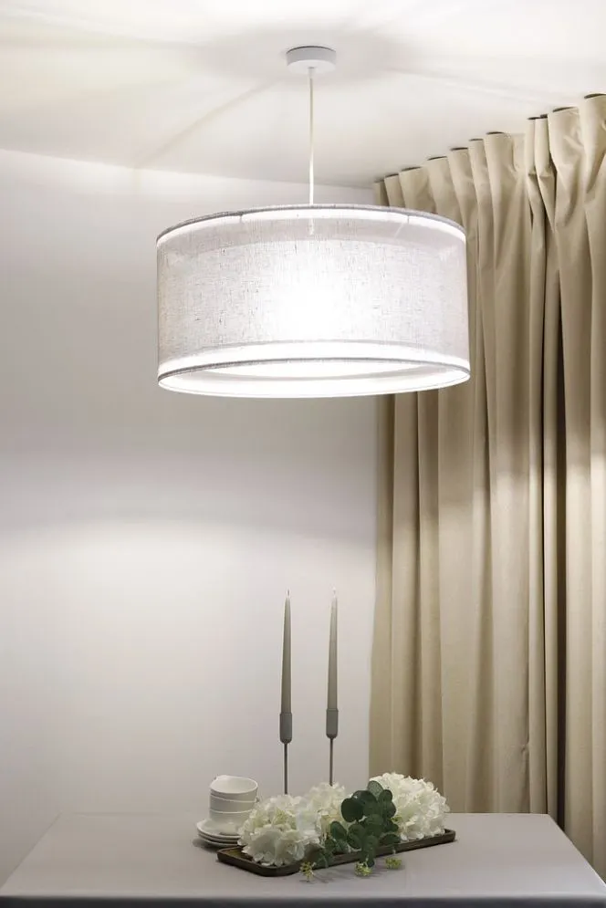 Lampa wisząca DUO LEN LIGHT 003-50 szara/srebrna z podwójnym abażurem I sklep meblowy MIRAT.