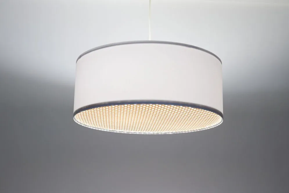 Lampa wisząca MODERN RATTAN 50 biała w kształcie walca I sklep meblowy MIRAT.
