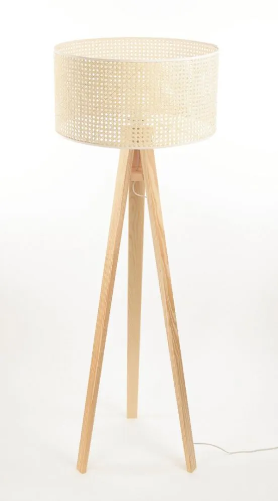 Lampa stojąca BOHO 50 rattan naturalny na drewnianej podstawie | MIRAT. w stylu  kolekcja